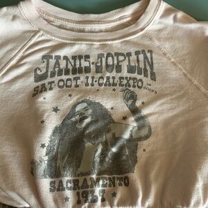 JANIS JOPLIN image on light pink sweatshirt